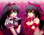  black_hair cosplay demon_girl demon_wings devil_girl dress dual_persona fang fingerless_gloves ganaha_hibiki gloves green_eyes haruna_hisui head_wings idolmaster my_dear_vampire nightmare_blood open_mouth ponytail smile wings 