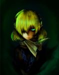  am24 blonde_hair bust glowing glowing_eyes green_eyes hair_over_one_eye highres mizuhashi_parsee pointy_ears scarf solo touhou 