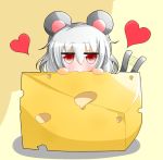  animal_ears biting blush cheese chibi grey_hair heart mouse_ears mouse_tail nazrin red_eyes solo tail tail_wagging touhou warabi_mochi 