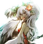 chains copyright_request cuffs dark_skin fujiwara_akina harpy long_hair monster_girl pointy_ears shackles solo white_hair wings 