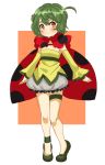  ankleband bad_id blush detached_sleeves dress green_hair insect_wings ladybug ladybug_wings minemura orange_eyes original smile solo strapless_dress thigh_strap wings 