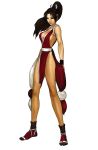  black_hair breasts cleavage fatal_fury japanese_clothes king_of_fighters king_of_fighters_2001 long_hair long_legs ninja nona ponytail shiranui_mai sideboob snk solo tabi 