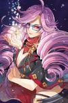  breasts capelet cleavage drill_hair glasses gs_2nd_star large_breasts long_hair lowres purple_hair red_eyes rednian scarf skirt snowing solo star sword_girls twin_drills 