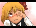  :t bad_id blonde_hair blush face fang letterboxed nawo_(peace) portrait red_eyes rubbing_eyes rumia sleepy solo tears the_embodiment_of_scarlet_devil touhou youkai 