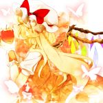 alternate_hair_length alternate_hairstyle apple blonde_hair blush bow butterfly closed_eyes eyes_closed flandre_scarlet food fruit hat hat_bow kaino kiss long_hair profile side_ponytail solo the_embodiment_of_scarlet_devil touhou very_long_hair wings wrist_cuffs 
