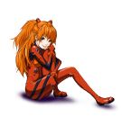  blue_eyes blush hair_ornament hairpods hermamot long_hair neon_genesis_evangelion orange_hair plugsuit sitting smile solo soryu_asuka_langley souryuu_asuka_langley white_background 