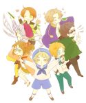  &gt;_&lt; 6+boys =_= \o/ ahoge alternate_hair_color ankle_boots arm_up arms_up axis_powers_hetalia bandaid bangs beret black_hair blonde_hair blue_eyes blush boots bowtie braid brown_hair chibi child dread eyebrows fingerless_gloves flip-flops flower gloves green_eyes hair_flower hair_ornament hand_on_forehead hand_on_hip hand_on_neck hand_on_own_neck happy hat heart hips hutt_river_(hetalia) jacket jacket_on_shoulders kugelmugel_(hetalia) ladonia_(hetalia) long_sleeves looking_back looking_up middle_finger mole molossia_(hetalia) multiple_boys murisu neckerchief o3o open_mouth outstretched_arms pants pantyhose pencil pins principality_of_seborga_(hetalia) principality_of_wy_(hetalia) sailor_collar sailor_hat sandals sash scar sealand_(hetalia) shaded_face shirt short_hair shorts side_ponytail silver_hair simple_background smile sparkle standing_on_one_leg striped striped_shirt sunglasses sweat swept_bangs teeth thick_eyebrows tongue tongue_out twin_braids white_background wink yellow_eyes yellow_legwear 