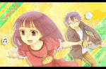  blue_hair casual closed_eyes dragging eyes_closed long_hair purple_eyes purple_hair purse ranto_seru short_hair souma_hiroomi violet_eyes working!! yamada_aoi 