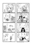  animal_ears basket bow cat_ears cat_tail comic extra_ears eyeball hair_bow hairband highres kaenbyou_rin kaenbyou_rin_(cat) kemonomimi_mode komeiji_satori mizuhashi_parsee monochrome multiple_tails reiuji_utsuho scarf tail third_eye touhou translated translation_request viva!! wings 