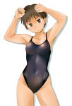  brown_eyes brown_hair competition_swimsuit one-piece_swimsuit original short_hair solo swimsuit tanaka_rikimaru 