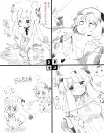  ascot comic crescent dress fang flandre_scarlet glasses grin hat hiruma_andon laevatein lying measuring monochrome multiple_girls o_o on_back on_side open_mouth patchouli_knowledge running shirt skirt smile striped striped_dress tears the_embodiment_of_scarlet_devil touhou translation_request wings 