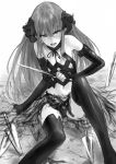  angry blush cybele_(lord_of_vermilion) hair_ornament long_hair lord_of_vermilion makimura_shunsuke monochrome original sketch solo sweat thigh-highs thighhighs 