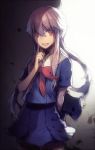  arm_behind_back axe bad_id blood blood_stain finger_to_mouth gasai_yuno long_hair mckeee mirai_nikki open_mouth pink_hair red_eyes school_uniform skirt smile solo twintails weapon yandere 
