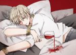  bad_id blonde_hair bracelet cup fate/stay_night fate/zero fate_(series) gilgamesh jewelry k-xaby male necklace red_eyes solo wine wine_glass 