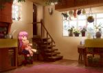  barrel boots bottle cabinet capelet carpet chair copyright_request crescent doll_hug door flower inside lonely nagian pink_eyes pink_hair plant pot potted_plant quill room short_hair sitting solo stairs stuffed_animal stuffed_toy vase vines window wooden_floor 