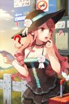  ? breasts choker dress drill_hair flower gilse hat jewelry lace lolita_fashion long_hair lowres open_mouth paper pink_hair red_eyes ring rose sign solo sun_hat sword_girls white_rose 