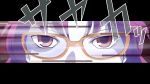  bespectacled glasses mahou_shoujo_madoka_magica persona persona_4 persona_eyes pocky purple_hair red_eyes sakura_kyouko solo yume_shokunin 