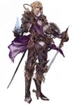  armor blue_fire eyepatch fantasy fire h@ruichi male original rapier shield short_hair solo sword weapon 