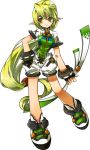  bow_(weapon) elsword gloves green_eyes green_hair long_hair no_nose official_art pointy_ears rena rena_(elsword) ress shoes shorts smile solo weapon white_background 