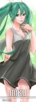  absurdres azuna_(seo0129) dress green_eyes green_hair hatsune_miku highres long_hair signature solo twintails vocaloid 