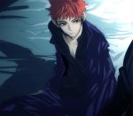  bed emiya_shirou fate/stay_night fate_(series) kotomine_shirou male red_hair redhead shadow short_hair solo warakusa yellow_eyes 