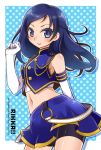  1girl 2013 artist_name bike_shorts blue_eyes blue_hair braid character_name detached_sleeves dokidoki!_precure gloves hishikawa_rikka katsuma_rei long_hair looking_at_viewer precure shirt shorts shorts_under_skirt single_braid skirt solo 