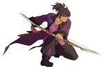  arrow black_hair bow_(weapon) green_eyes grin male ponytail raven raven_(tov) smile solo suguru_(godai_fifth) tales_of_(series) tales_of_vesperia weapon 