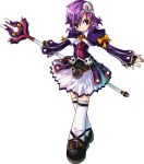  aisha_(elsword) coat crossed_legs_(standing) dress elsword gloves no_nose official_art outstretched_arms purple_eyes purple_hair ress serious shoes short_hair solo spread_arms staff thigh-highs thighhighs transparent_background violet_eyes white_legwear 
