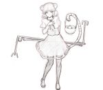  animal_ears arm_behind_back basket black_legwear capelet hand_on_own_chest jewelry kuro_suto_sukii monochrome mouse mouse_ears mouse_tail nazrin necklace pantyhose short_hair sketch smile solo tail touhou weather_vane 