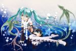  aqua_hair bare_shoulders bare_tree blue_eyes boots detached_sleeves dragon hatsune_miku hayaseiku pleated_skirt scarf sitting skirt solo star thigh_boots thighhighs tree twintails vocaloid 