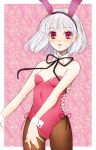  bunny_ears bunnysuit detached_collar flat_chest konpaku_youmu mot pantyhose red_eyes ribbon short_hair touhou white_hair wrist_cuffs 