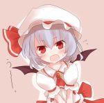  ascot bat_wings blue_hair blush brooch bust dress face hat hat_ribbon jewelry open_mouth pink_dress red_eyes remilia_scarlet ribbon shize_(coletti) short_hair solo tears touhou translated v_arms wings xyxy0707 