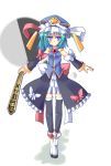  adapted_costume blue_eyes bow crossover detached_sleeves frills green_hair magical_girl mahou_shoujo_madoka_magica rod_of_remorse shikieiki_yamaxanadu solo tanabe_mupa thighhighs touhou 