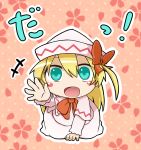  aqua_eyes blonde_hair blush_stickers bow child crawling hair_bow hat lily_white long_hair open_mouth solo touhou translation_request young yutamaro 
