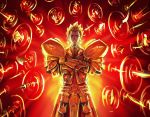  armor bad_id blonde_hair crossed_arms earrings fate/stay_night fate_(series) gate_of_babylon gilgamesh jewelry male qin red_eyes short_hair solo 
