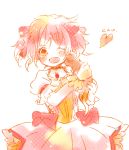  amy_(madoka_magica) black_cat black_cat_(animal) blush cat gloves hapu heart kaname_madoka magical_girl mahou_shoujo_madoka_magica open_mouth orange_eyes pink_hair short_hair simple_background smile twintails wink 