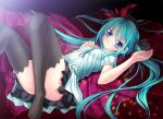  aqua_hair blue_eyes hatsune_miku ina_(artist) long_hair lying on_back petals skirt smile solo thigh-highs thighhighs twintails very_long_hair vocaloid world_is_mine_(vocaloid) 