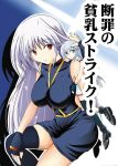  asymmetrical_clothes asymmetrical_clothing blue_eyes blue_hair blush boots breasts dress fingerless_gloves frown gloves large_breasts long_hair lyrical_nanoha mahou_shoujo_lyrical_nanoha mahou_shoujo_lyrical_nanoha_a&#039;s mahou_shoujo_lyrical_nanoha_a's mahou_shoujo_lyrical_nanoha_strikers minigirl multiple_girls red_eyes reinforce reinforce_zwei silver_hair single_thighhigh smile thighhighs topazex 