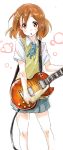  :o bad_id brown_eyes brown_hair electric_guitar guitar hirasawa_yui instrument k-on! s@ki_kilisawa school_uniform short_hair solo sweater_vest 