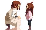  brown_hair dual_persona high_ponytail highres hirasawa_yui k-on! minakami_kanami reflection scarf short_hair simple_background time_paradox white_background winter_clothes young 