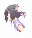  animal_ears bangs black_hair brown_eyes bun_cover bust cat_ears china_dress chinese_clothes choker double_bun flat_chest frills grin hair_between_eyes lace leaning_forward looking_away official_art profile ribbon shaomei_rin shining_(series) shining_hearts short_hair simple_background smile solo taka_tony tanaka_takayuki turtleneck white_background 