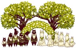  bride bunny collet groom lowres original pixel_art rabbit transparent_background tree wedding 