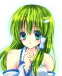  1girl aqua_eyes green_hair kochiya_sanae long_hair momomiya_mion touhou 