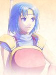  armor blue_eyes blue_hair fire_emblem fire_emblem:_mystery_of_the_emblem headband katua kinoeneko short_hair smile solo staff 