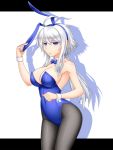  animal_ears blue_eyes bowtie bunny_ears bunny_tail bunnysuit detached_collar long_hair mira_the_eternal_magician pantyhose pataryouto tail white_hair wrist_cuffs yu-gi-oh! yuu-gi-ou yuu-gi-ou_duel_monsters 