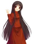  alma_(f.e.a.r) alma_wade black_hair dress f.e.a.r. female highres long_hair looking_at_viewer niboss open_mouth red_eyes solo 