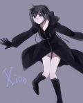  bad_id black_hair blue_eyes boots cloak gloves kingdom_hearts kingdom_hearts_358/2_days kisw2010 short_hair simple_background solo xion_(kingdom_hearts) 