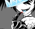 black_rock_shooter_(character) black_rock_shooter_beast blood crown licking partially_colored solastyre spot_color star tochimiki_(toichi) tongue 