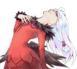  1girl agria albino dress freckles fur_trim grin long_hair nagino_hiiragi pixiv_manga_sample red_dress red_eyes smile solo tales_of_(series) tales_of_xillia white_hair 