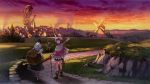  2girls atelier_rorona boots game_cg hom kishida_mel long_hair photoshop pink_hair rororina_fryxell short_hair sunset thigh-highs thighhighs 